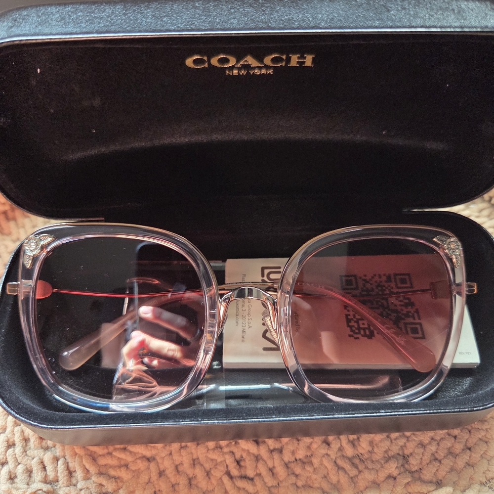 Coach Sunglasses with Pink Temples And Flower Details. Vintage Look